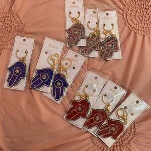Protection evil eye Hamsa hand keychain.